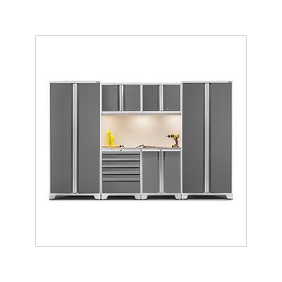 NewAge Garage Cabinets PRO Series Platinum 7-Piece Set with Stainless Steel Top