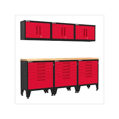 Armadillo Tough Red 7-Piece Garage Cabinet Set with Levelers