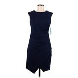 London Times Casual Dress - Sheath Crew Neck Sleeveless: Blue Solid Dresses - New - Women's Size 8 Petite