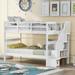 Contemporary, Elegant and Concise Bunk Bed Stairway Twin-Over-Twin Bunk Bed with Storage and Guard Rail for Bedroom, Dorm