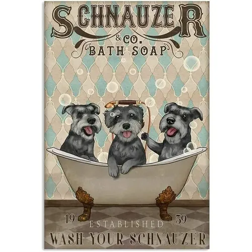 Vintage Metall Zeichen Schnauzer Hund Bad Seife Co. waschen Sie Ihren Schnauzer Metall Zinn Zeichen