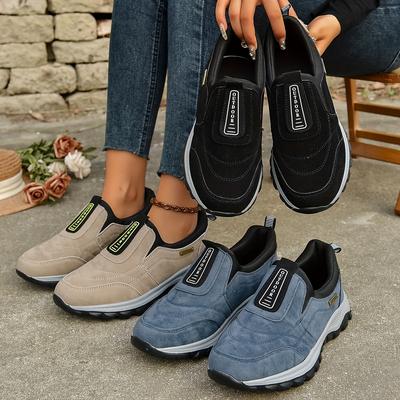 Women's Letter Pattern Fashion Slip-on Walking Shoes, Non-slip Lightweight Outdoor Athletic Sneakers