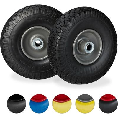 2x Sackkarrenrad, pannensichere Vollgummireifen, 3.00-4' Stahlfelge, 20mm Achse, 100kg, 260x85mm, Image