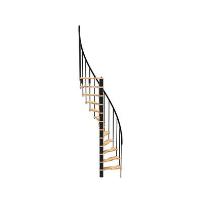 Wendeltreppe 12 Stufen - erreichbare Höhe 2.47 bis 3.05m - schwarze Struktur und Buchestufe Image