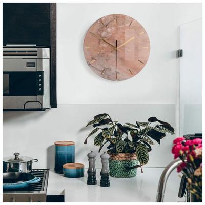 Lautlose 30cm Große Küchenuhr Wanduhr Küche Wandbild Marmor Rosa Gold