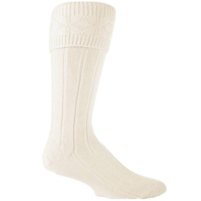 Herren kniehoch Wolle Mischung gerippt Creme Hose Kilt Socken - Creme Image