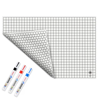 DND RPG Gaming Mat Silicone Battle Board Double-Sided Square & Hex 23"x35" - Foldable and Rollable -