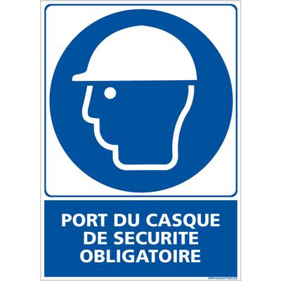 Panneau d'obligation Port du casque de sécurité obligatoire. Obligation Signalisation epi.