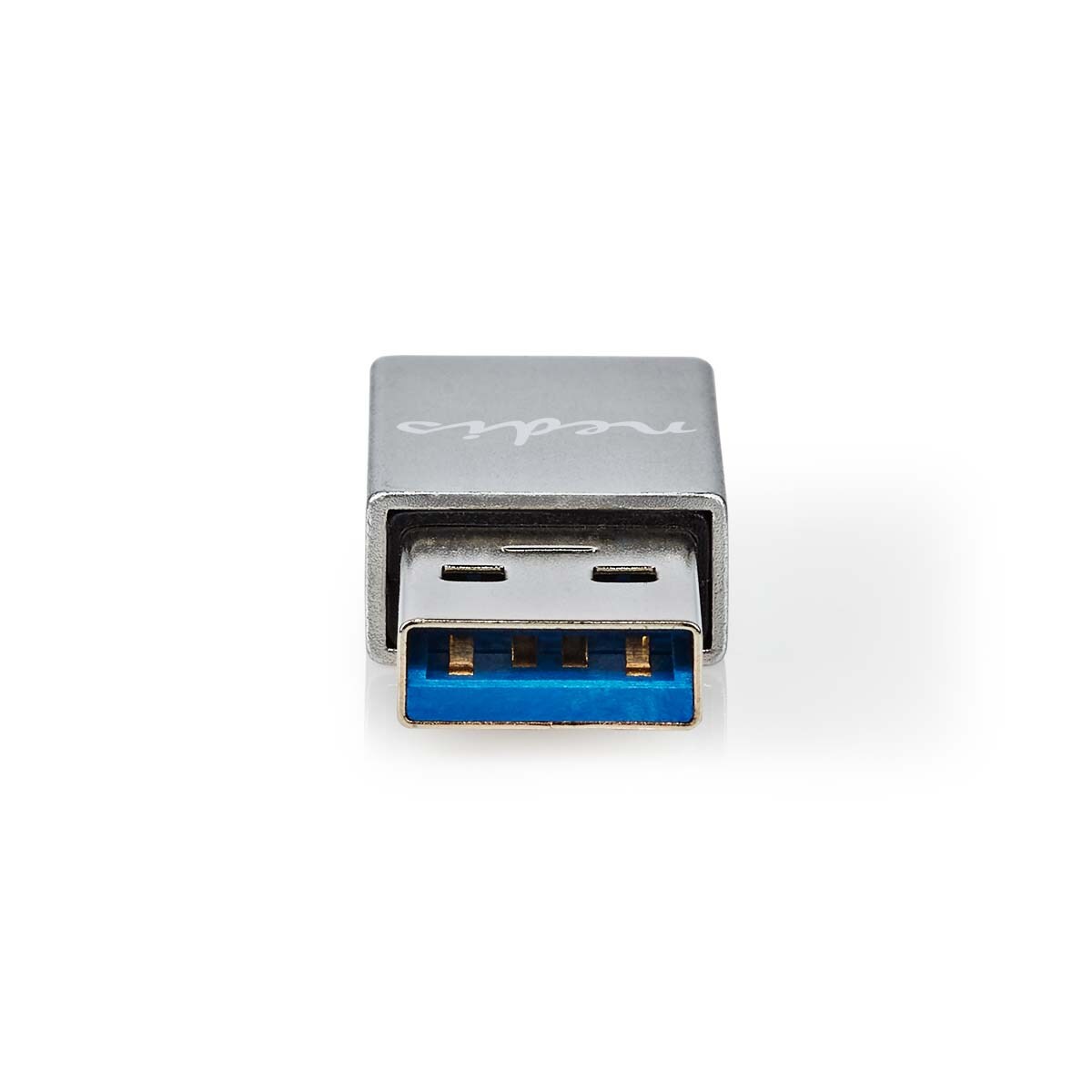 Nedis USB-A Adapter - USB 3.2 Gen 1 - USB-A Stecker - USB-C Buchse - 5 Gbps - Rund - Vernickelt - Silber - Verpackung mit Sichtfenster Image