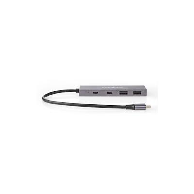 Nedis USB Hub - 1x USB-C 3.2 Gen 2 Male - 2x USB-A 3.2 Gen 2 Female / 2x USB-C 3.2 Gen 2 Female - 4 port(s) - USB 3.2 Ge