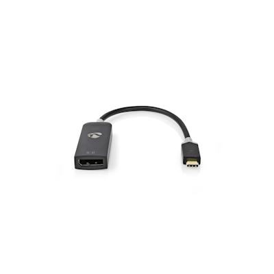 Nedis USB-C Adapter - USB 3.2 Gen 1 - USB-C Male - DisplayPort Female - 8K@30Hz - 0.20 m - Round - Gold Plated - PVC - Anthracite - Window Box Image
