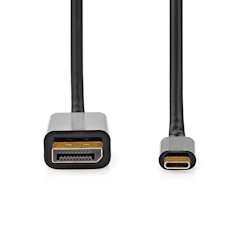 Nedis USB-C Adapter - USB 3.2 Gen 1 - USB-C Stecker - DisplayPort Stecker - 4K@60Hz - 2.00 m - Rund - Vergoldet - PVC - Schwarz - Label Image