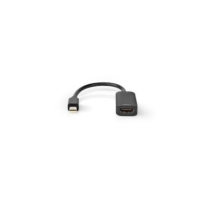 Nedis Mini DisplayPort Cable - DisplayPort 1.4 - Mini DisplayPort Male - HDMI Output - 48 Gbps - Nickel Plated - 0.20 m - Round - PVC - Black - Polybag Image