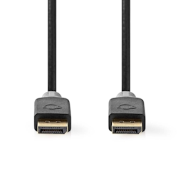 Nedis Displayport-Kabel - DisplayPort Stecker - DisplayPort Stecker - 8K@60Hz - Vergoldet - 2.00 m - Rund - PVC - Anthrazit - Box Image