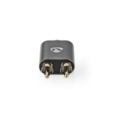 Nedis Stereo-Audio-Adapter - 2x RCA Stecker - 3.5 mm Buchse - Vergoldet - Gerade - Aluminium - Gun Metal Grau - 1 Stück 