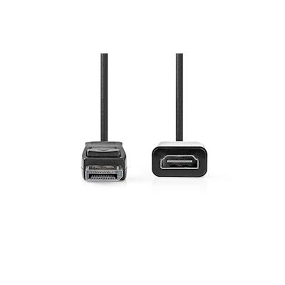 Nedis Displayport-Kabel - DisplayPort Stecker - HDMI Ausgang - 4K@30Hz - Vernickelt - 0.20 m - Rund - PVC - Schwarz - Box Image