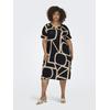 Shirtkleid ONLY CARMAKOMA "CARFYRLA LIFE S/S V-NCK BLK AOP DRE NOOS", Damen, Gr. M (46/48), N-Gr, schwarz (schwarz aop:maritime great logo), Web, Obermaterial: 95% Viskose, 5% Elasthan, bedruckt, casual, regular fit, V-Ausschnitt, Kurzarm, Kleider,...