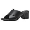 Pantolette MARCO TOZZI, Damen, Gr. 36, schwarz, Lederimitat, unifarben, elegant, Schuhe, Blockabsatz, Sommerschuh, Schlappen mit gekreuzter Bandage