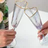 Calice di vetro durevole a forma di cuore con bordo dorato alla moda bicchiere da vino durevole per