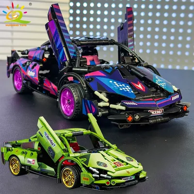 HUIQIBAO High-Tech 586PCS 1/18 Super Racing Auto Modell Baustein Zurückziehen MOC Fahrzeug Ziegel Image