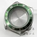 Boîtier de montre en argent avec anneau vert acier inoxydable mouvement convient aux modèles