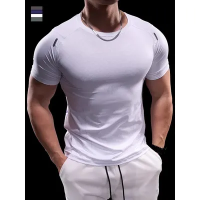 T-shirt de sport à manches courtes pour hommes haut de course à pied haut d'entraînement séchage