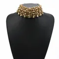 ZA-Grand collier ras du cou en cristal de champagne clair coloré pour femme déclaration indienne