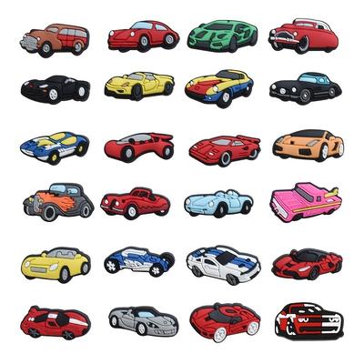 24pcs Car Series Shoes Decoration Charms For Clogs Jigs Bubble Slides Sandals, Pvc Shoe Decorations Accessories For Teens Boys And Girls Christmas Birthday Gift Party Favors