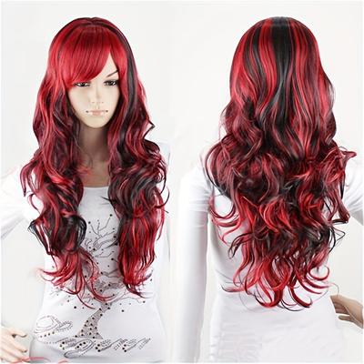 Costume Wigs Highlight Long Curly Synthetic Wig With Bangs Beginners Friendly Heat Resistant For Halloween Cosplay Party