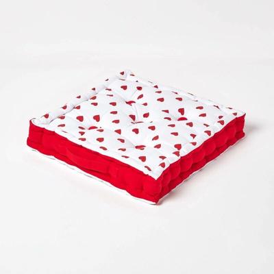 Sitzkissen rot Herzen 40 x 40 x 10 cm & Polyester - Rot - Homescapes