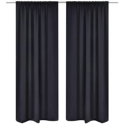 Verdunkelungs-Vorhänge mit Schlaufen 135 x 245 cm Schwarz blackout Vidaxl