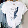 (Dimensione asiatica) T-shirt a maniche corte con stampa di uccelli vintage con piume ad acquerello Top T-shirt alla moda Abbigliamento T-shirt grafica femminile estiva casual da donna