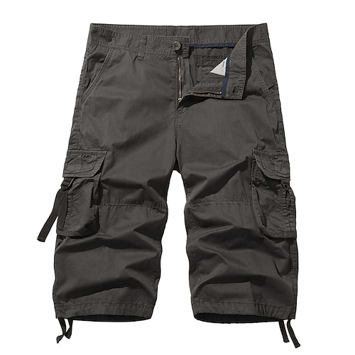 Herren Caprihose Taktische Shorts Capri-Cargo-Shorts Cargo-Shorts Wander-Shorts Knöpfe Mehrere Taschen Einfach tragbar Wadenlang Täglich Outdoor Streetwear Mode Klassisch Khaki Dunkelgray Image