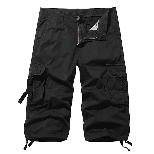 Herren Taktische Shorts Capri-Cargo-Shorts Cargo Shorts Kurze Hosen Caprihose Kurze Hose für Wanderer Knopf Multi Pocket Glatt tragbar Wadenlänge Outdoor Täglich Ausgehen Modisch Klassisch Meerblau Image