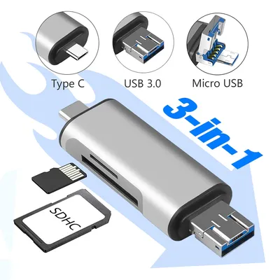 USB 3.0 Micro USB Type C Card Reader High Speed Transmission OTG Adapter SDHC SD TF MicroSD Card