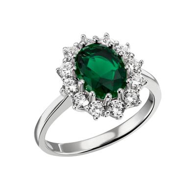 Fingerring FIRETTI "Schmuck Geschenk Silber 925 Silberring Lady D handgefertigt" Gr. 52, grün (silberfarben, smaragdgrün, kristallweiß, smaragdgrün, kristallweiß), Fingerringe, Damen, 52, Silber 925 (Sterlingsilber), 2,1mm, mit Glasstein, Zirkonia... Image