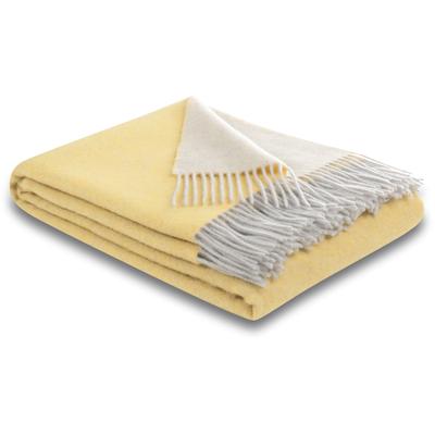 Plaid BIEDERLACK "Cashmere-Plaid", gelb (gelb, creme), B:130cm L:170cm, Wolle, Kaschmir, Wohndecken, Plaid Soft Impression, Biederlack, im Doubleface-Look, Kuscheldecke Image