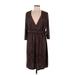 Just My Women's Size Casual Dress - Wrap Plunge 3/4 Sleeve: Brown Dresses - Women's Size 1X Plus