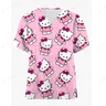 Abbigliamento infermieristico donna 5XL Hello Kitty Print scrub infermieristico t-shirt top Casual