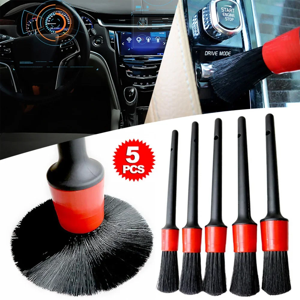 5 stücke Detail lierungs bürste Set Auto bürsten Auto Detail lierungs bürste für Auto Reinigung Detail bürste Armaturen brett Luft auslass Rad bürste Image