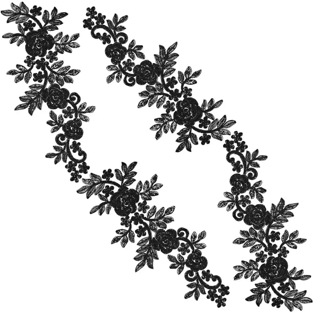 4PCS Ausschnitt Applikation Kragen Borte Patch Gestickte Blumen Wasserlösliche Spitze für Hochzeit Kleid Kleid Kostüme Nähen Kleidung Image