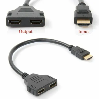 Ein Stecker Auf Zwei Weibliche Port Adapter Konverter HDMI-kompatibel Kabel Splitter HDTV 2-port Image