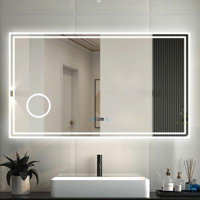 LED Badspiegel mit Beleuchtung Badezimmer Spiegel mit Uhr 3 Lichtfarbe 3x Vergrößerungsspiegel