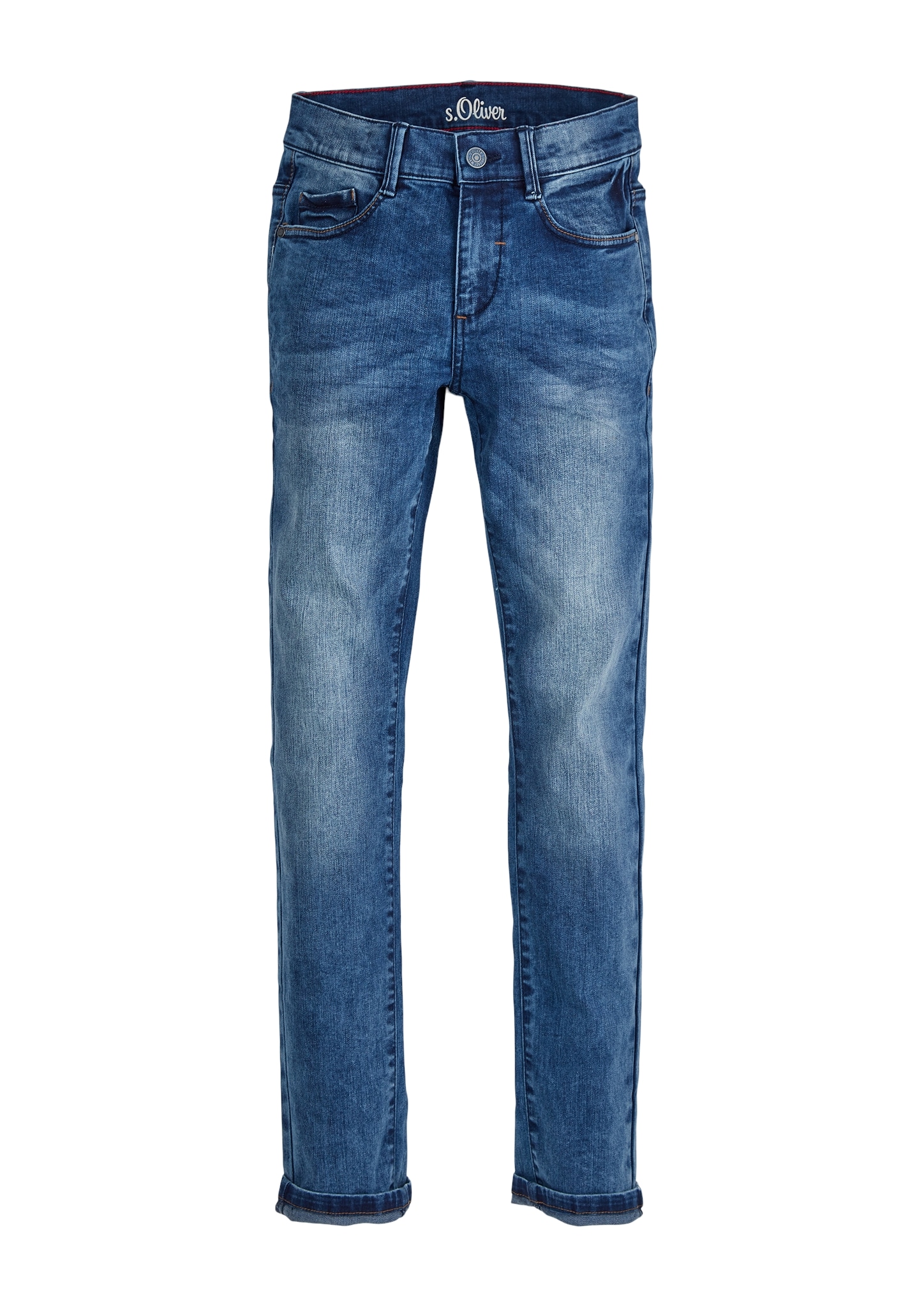 Regular-fit-Jeans S.OLIVER JUNIOR, Jungen, Gr. 146, N-Gr, blau, Denim/Jeans, Obermaterial: 80% Baumwolle, 19% Polyester, 1% Elasthan, regular fit, Jeans, mit authentischer Waschung