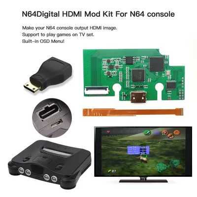 Hispeedido 1X N64 HDMI-Compatible Mod Digital to Digital HDMI-Compatible Kit For N64 Game Console