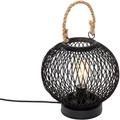 Qazqa - calamus - Lampe de table - 1 lumière - ø 30 cm - Noir - Rustique - éclairage extérieur