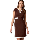 Lilly Pulitzer Dresses | Lilly Pulitzer Cleary V-Neck Brown Lined Cap Sleeve Dress Womens Size 10 | Color: Brown/White | Size: 10