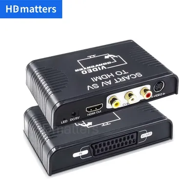 Scart-zu-HDMI-Konverter 3-in-1-Verbund AV S-Video Scart zu HDMI-Kabelkonverter Scart RCA-Eingang zu HDMI-Ausgang für Wii DVD HDTV