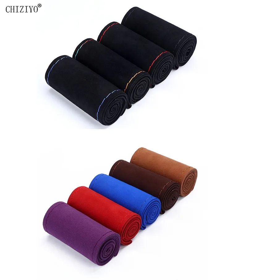 Lenkrad abdeckung gedreht Pelz hand genähtes Wildleder vier Jahreszeiten 38cm DIY Geflecht Griff abdeckung Lenkrad Schutz abdeckung Image