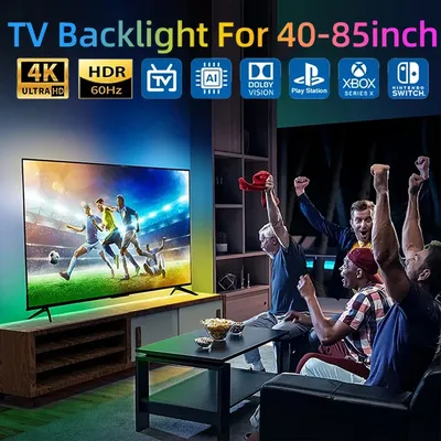 TV Umgebungs Hintergrundbeleuchtung Für 40-85 Zoll Farbe Echtzeit Sync LED Licht Streifen Für 4K HDMI-kompatibel 2,0 Gerät Sync Box Licht Kit